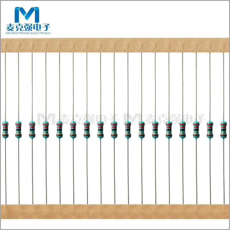 编带直插金属膜电阻0.25W 1/4W 22欧 1% 22R 五色环 红红黑金棕 - 图1