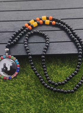 复古太极八卦时光宝石吊坠珠子毛衣链项链男女情侣款时尚配饰