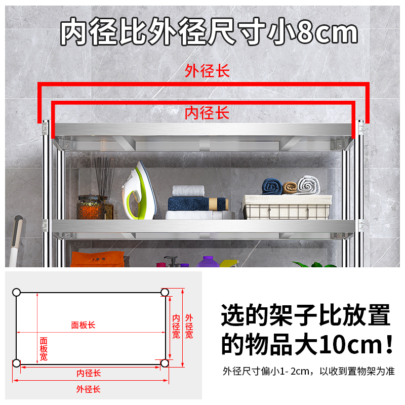 阳台滚筒洗衣机上置物架不锈钢厨房冰柜煤气罐收纳高脚多层架定制-图1