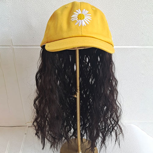 儿童假发帽子女鸭舌帽可拆卸卷发公主时尚一体网红亲子直发帽高端 - 图1