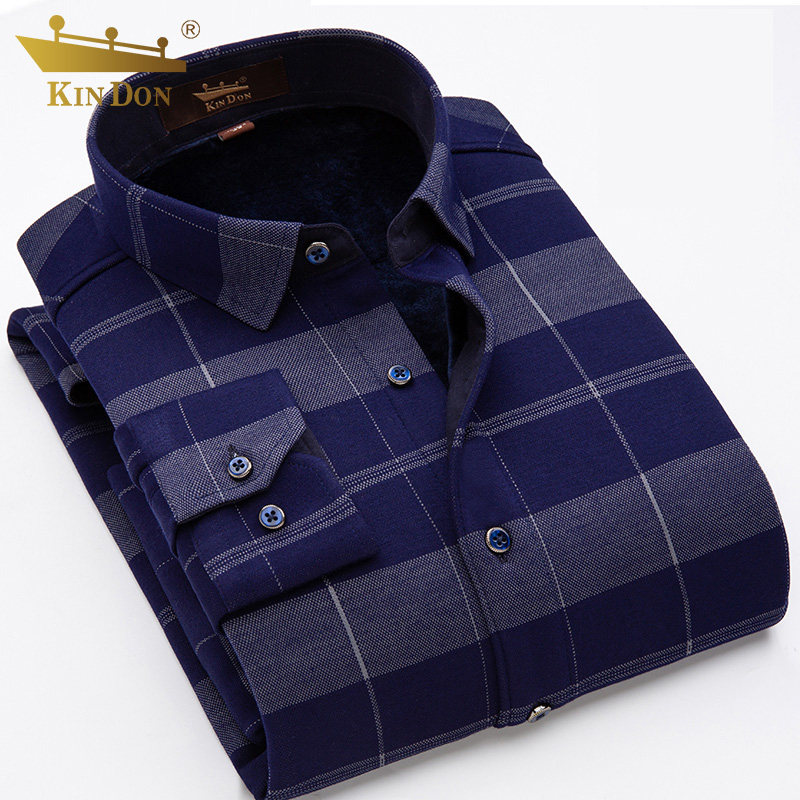 金盾2021新款一体加绒加厚条纹衬衫 博乐服饰衬衫