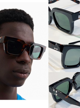 新款OFF欧美潮牌方形板材墨镜男 黑框韩版个性时尚明星同款眼镜女