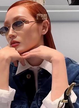 25新复古椭圆墨镜高品质太阳镜女士气质蛤蟆镜潮男54ZS小框时尚潮