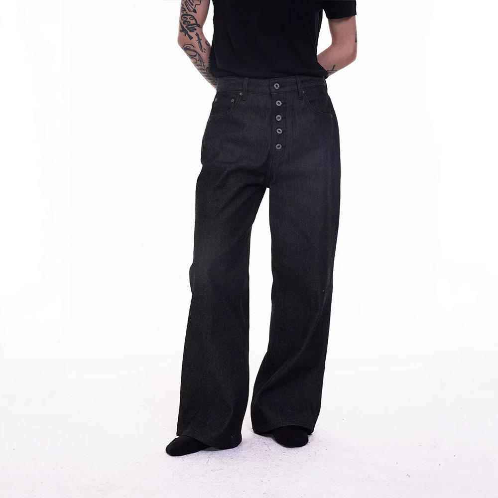 DBFIT未脱浆五连扣原牛黑棉羽康龙宽松直筒牛仔裤14oz休闲牛仔裤,淘宝优惠券,粉丝福利购,淘宝优惠卷