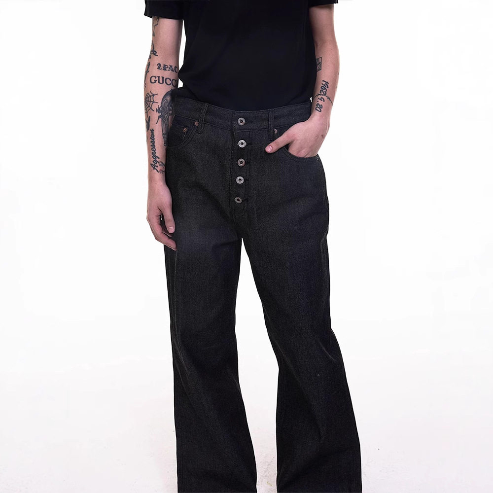 DBFIT未脱浆五连扣原牛黑棉羽康龙宽松直筒牛仔裤14oz休闲牛仔裤,淘宝优惠券,粉丝福利购,淘宝优惠卷