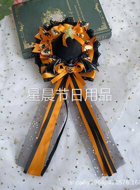 洛丽塔万圣节配饰南瓜色恶魔发夹lolita橙色黑紫蝙蝠蝴蝶结小礼帽