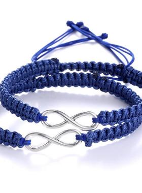 义乌手工编织八字手链 幸运蓝色可调节手饰 情侣饰品