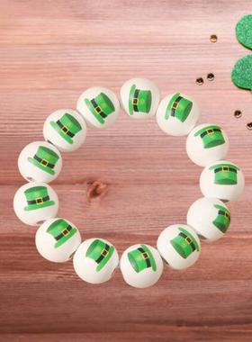 圣帕特里克节狂欢派对啤酒节爱尔兰个性时尚印花串珠木珠手链