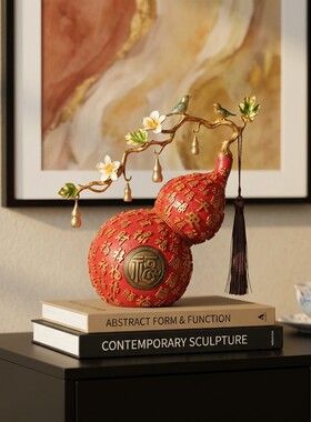 红色葫芦花鸟摆件吉祥寓意