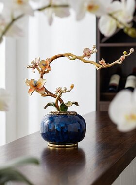 轻奢繁花枝条造型花瓶摆件