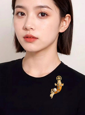 国风淡水珍珠锦鲤胸针高档女小众
