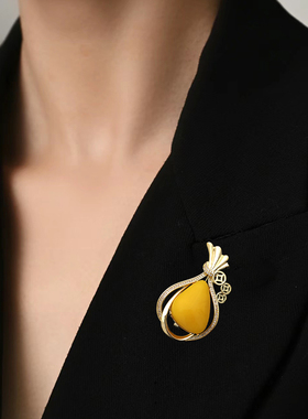 奢华宝瓶高档毛衣别针蜜蜡送长辈