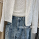 ຮູບແບບໂຄງສ້າງຂອງຝຣັ່ງ brushed lace suspender cardigan ຊຸດສອງສິ້ນສໍາລັບແມ່ຍິງພາກຮຽນ spring ຮູບແບບໃຫມ່ແບບສະບາຍໆແລະຫຼາຍຊະນິດ