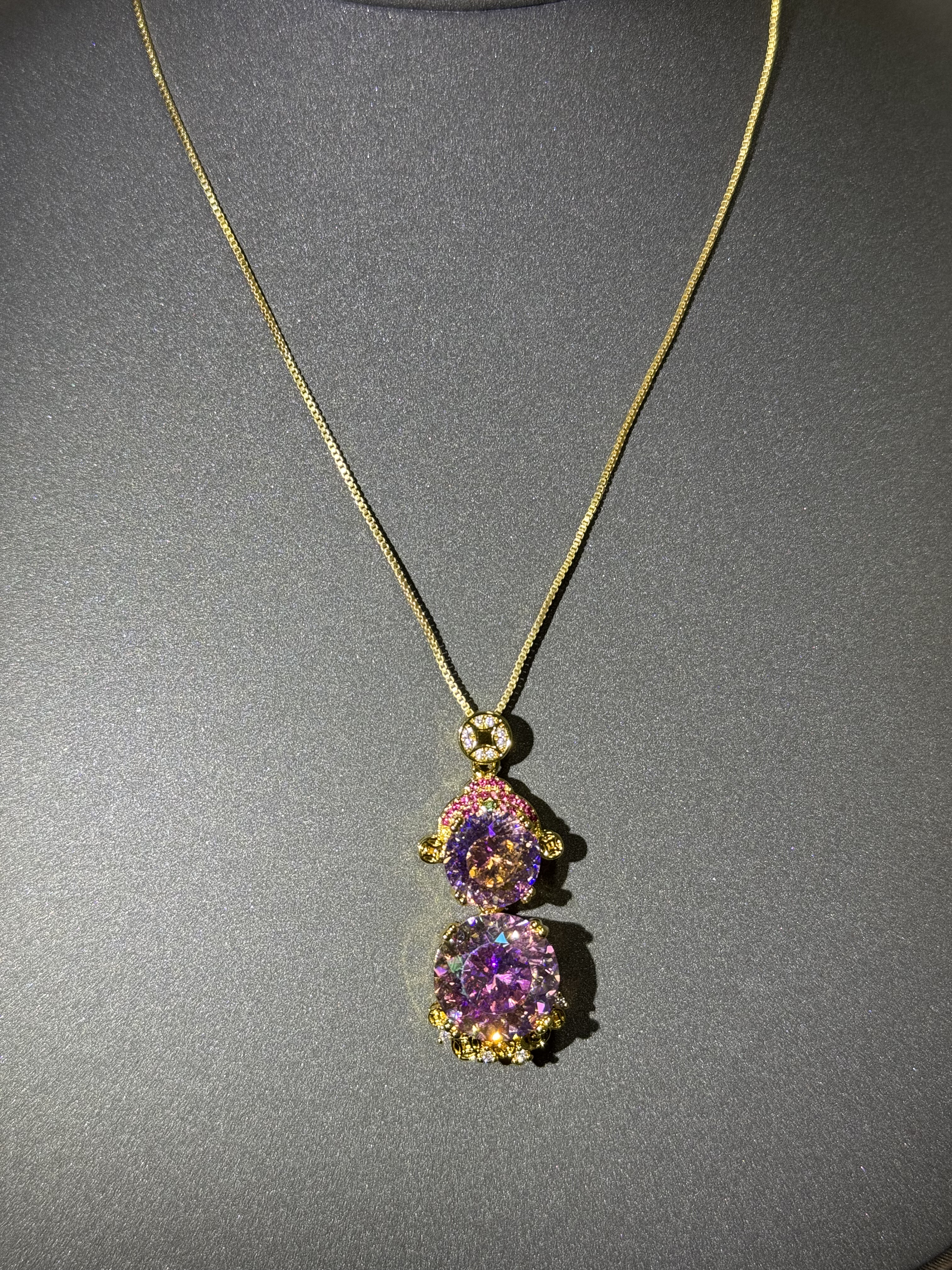 欧美饰品新款个性气质百搭粉彩九心切财神时尚潮流女吊坠项链,淘宝优惠券,粉丝福利购,淘宝优惠卷