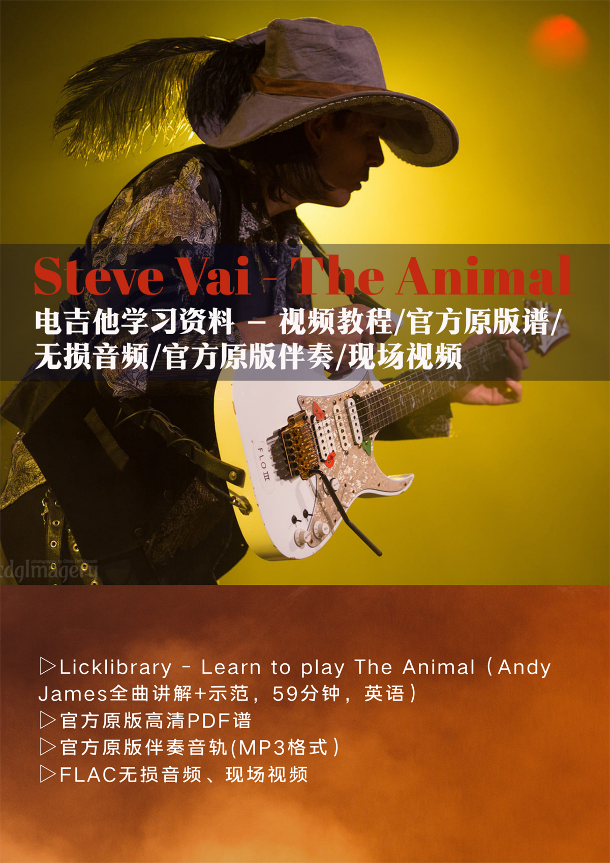 Steve Vai- The Animal电吉他教学官方原版PDF谱原版伴奏音视频-图0