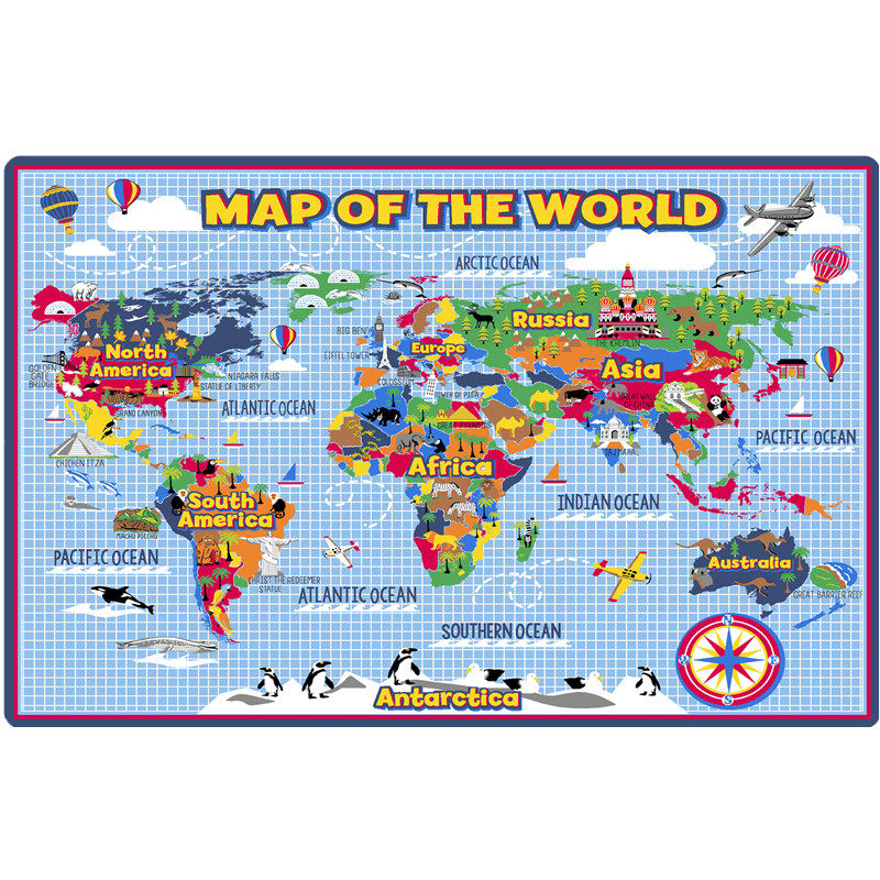 机洗儿童地毯中国行政划分地图世界地理政区地形图地垫宝宝爬行垫