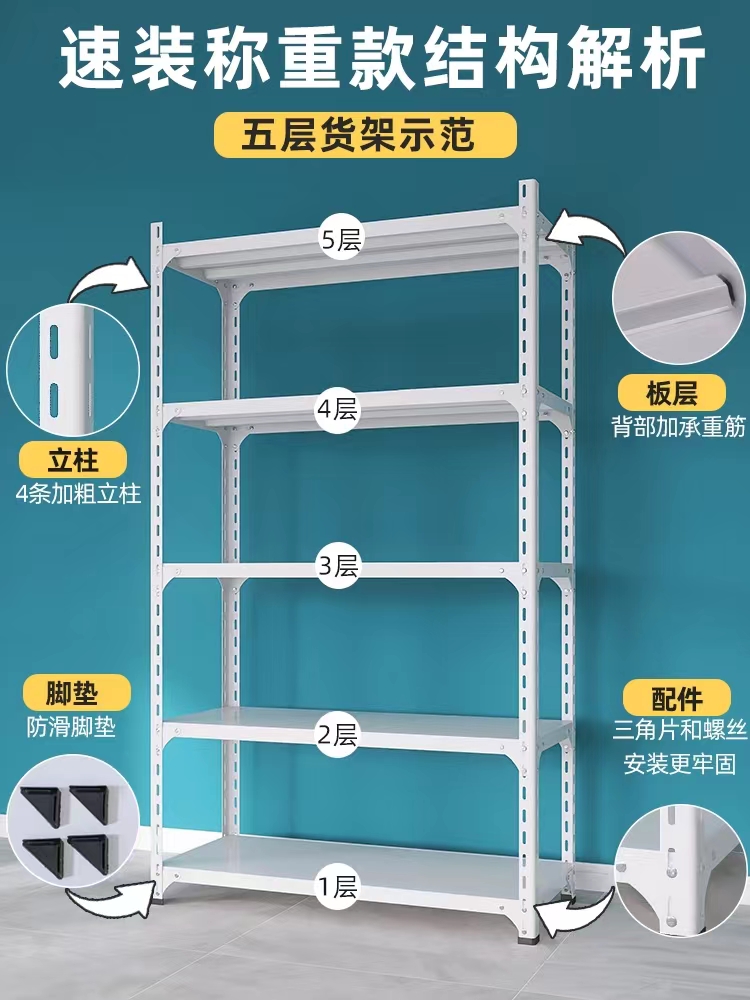 仓储货架置物架多层储物架展示架家用角钢阳台铁架子落地置物架 - 图2