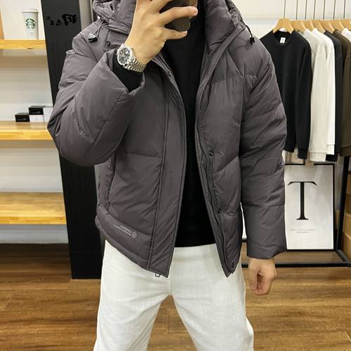 中老年时尚简约羽绒服潮流百搭纯色保暖上衣防寒男士新款秋冬外套 - 图3