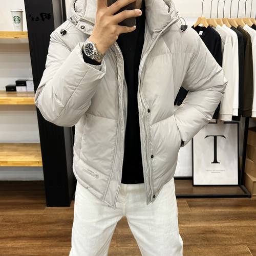 中老年时尚简约羽绒服潮流百搭纯色保暖上衣防寒男士新款秋冬外套 - 图1