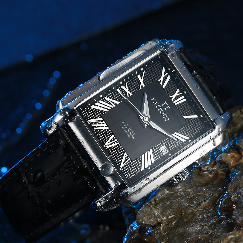 百陀士长方形女男一对全自动机械表 臻表手表国产腕表