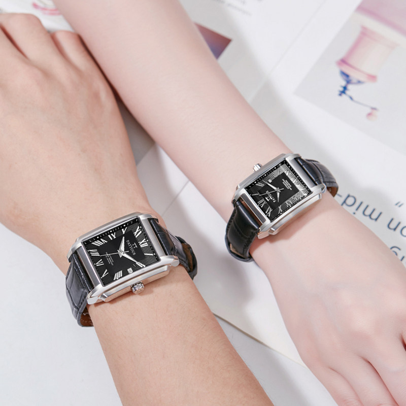 百陀士方形情侣全自动机械机械表 臻表手表国产腕表