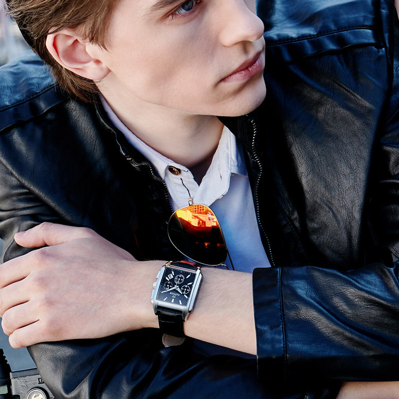 百陀士男士方形学生防水表石英表 臻表手表国产腕表