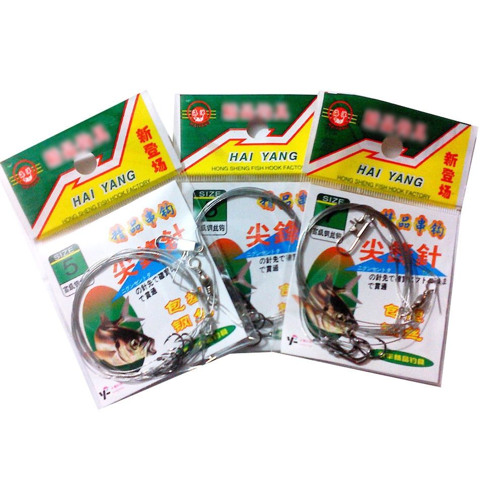 正品包塑钢丝串钩 伊势尼 5枚钩 防缠绕倒刺钓鱼钩 垂钓用品 - 图2