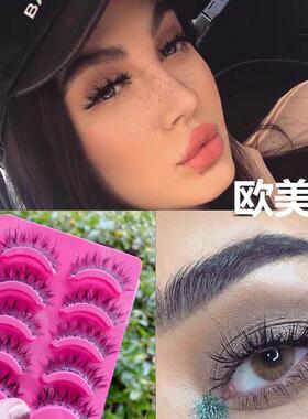 欧美风新品百搭假睫毛ins网红博主同款朋克卷翘仟长款大眼尾胶水