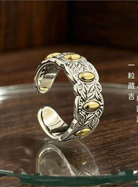 厂家直供钛钢七粒米戒指活口戒金米戒子 ring