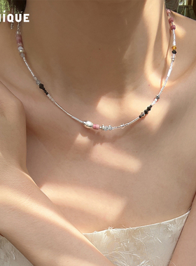 Picnique串珠纯银彩色细项链