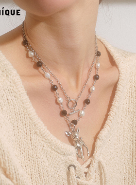 Picnique 小鹿珍珠黑玛瑙&木珠长项链