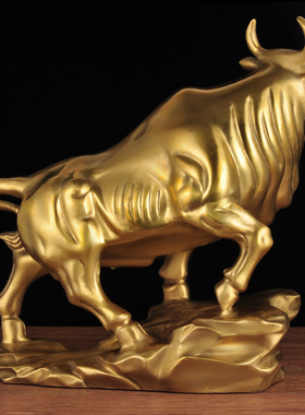 铜运势如虹牛摆件家居客厅玄关风水牛摆件工艺品公司店铺开业礼品
