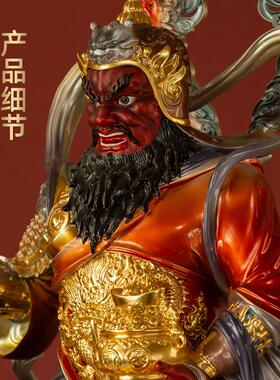 黄铜珐琅彩骑虎赵公明武财神赵公明神像大号玄坛元帅家用开业供奉