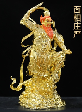 全黄铜彩绘王灵官神像护法三眼王天君铜像都天大灵官家用佛堂供奉