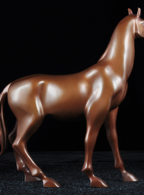 紫铜汗血马摆件前程似锦招财客厅