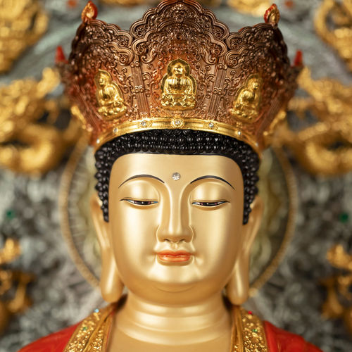 纯黄铜珐琅彩毗卢遮那佛摆件法身佛大日如来莲花坐像寺庙佛堂供奉 - 图2