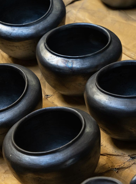 几多黑陶传统手作钵花器摆件
