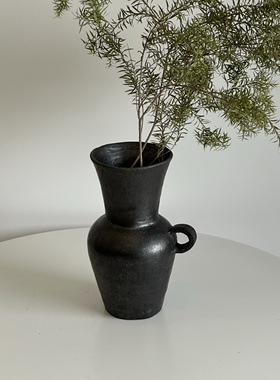 几多黑陶手作复古花器花瓶桌面摆件（高度22-23厘米）