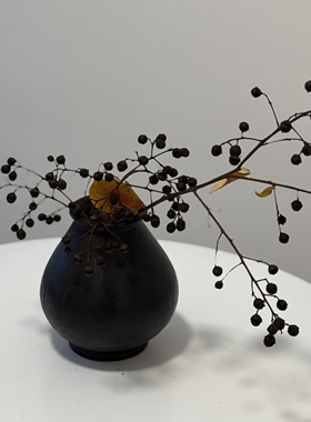 几多黑陶手作柴烧花瓶花插摆件复古花瓶诧寂摆件