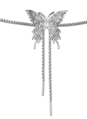 AGBAJI 原创液态辣妹蝴蝶流苏自由调节小众设计轻奢高级感锁骨链