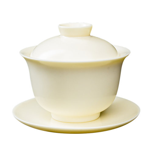 容山堂陈文德大师汝窑盖碗象牙白陶瓷三才茶碗手工大号单个泡茶杯 - 图0