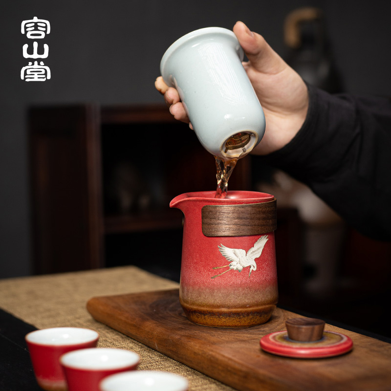 容山堂景致陶瓷一壶三杯户外便携旅行茶具茶杯套装泡茶主人快客杯 - 图1