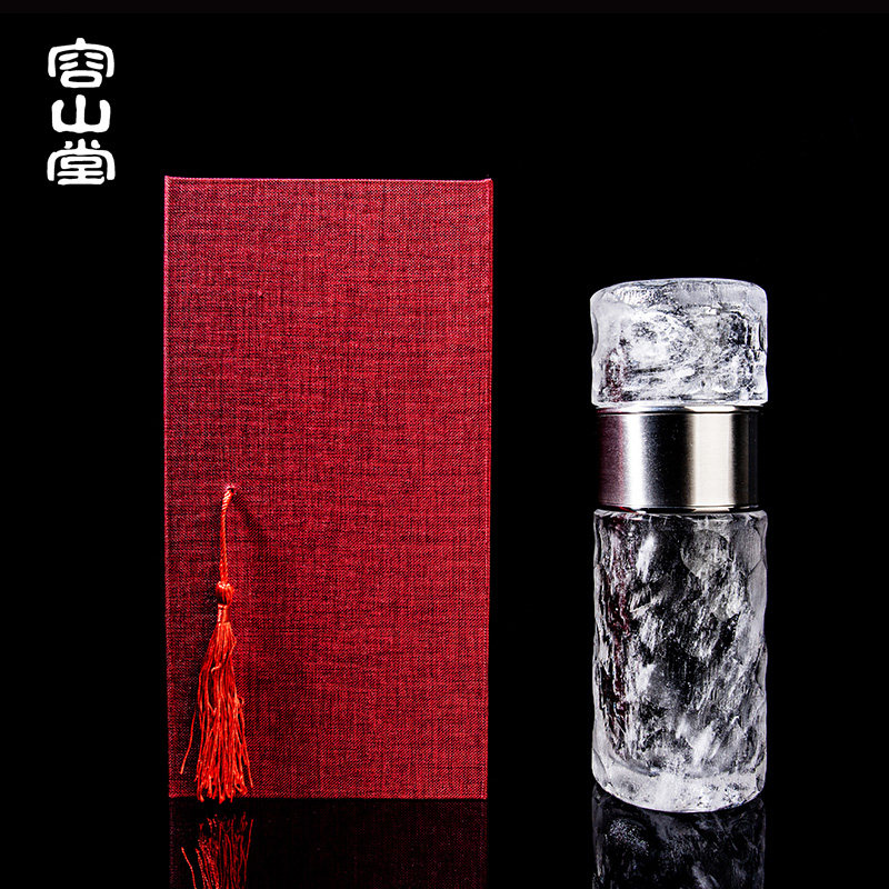 容山堂原矿水晶茶水分离琉璃老板杯 容山堂茶杯