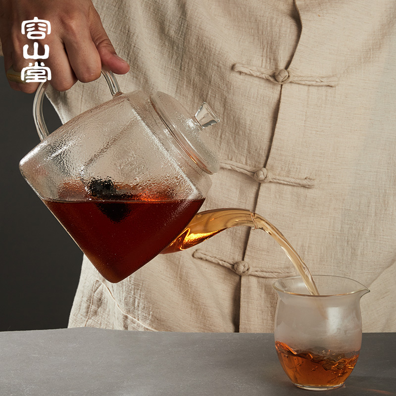 容山堂黑白茶玻璃煮茶器全自动蒸汽陶瓷电陶炉茶炉大普洱茶壶茶具