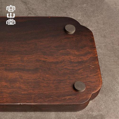 容山堂整块实木茶盘黑檀木小茶台家用小型干泡台茶托盘木质托盘 - 图2