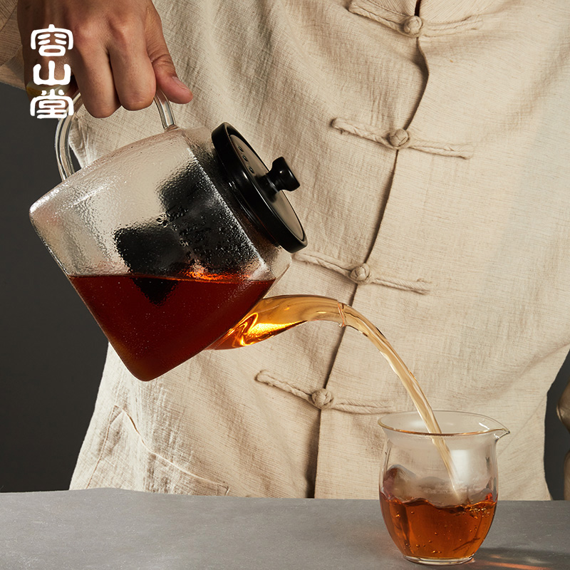 容山堂玻璃茶壶煮茶器煮茶壶家用电陶炉套装陶瓷蒸汽烧水壶茶具品