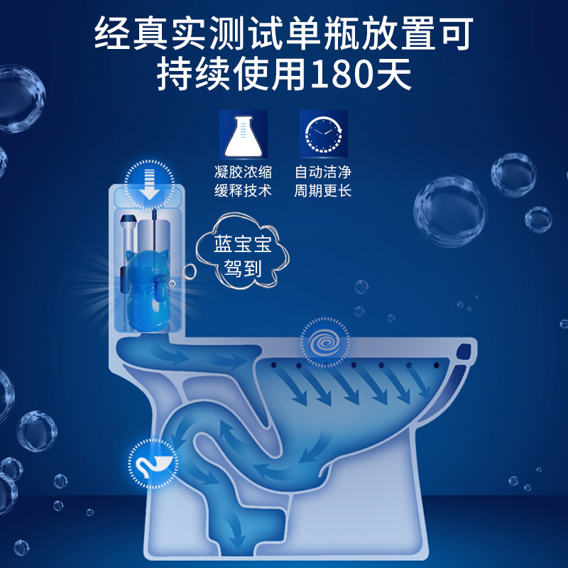 圣洁康旗舰店圣洁康洁厕灵马桶厕所用除臭神器去异味小熊蓝泡泡清洁剂宝清香型1