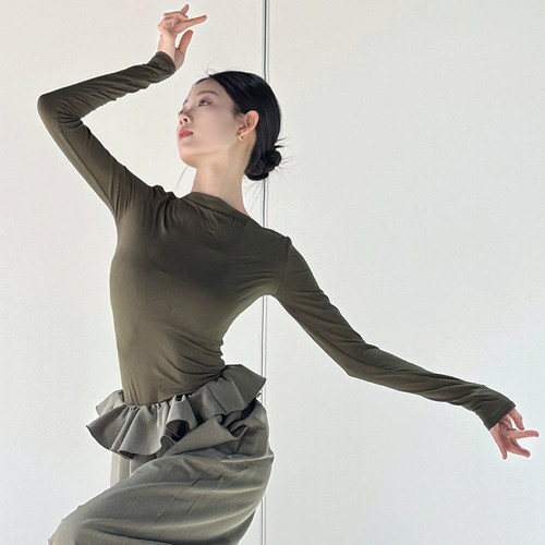 现代舞长袖紧身2026新款舞蹈服古典舞练功服民族艺考形体舞服冬 - 图2