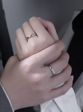 S925纯银情侣戒指环简约送女友