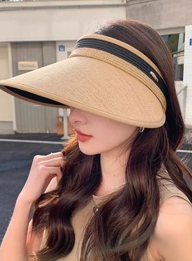 遮阳帽女2024新款可折叠防晒黑胶